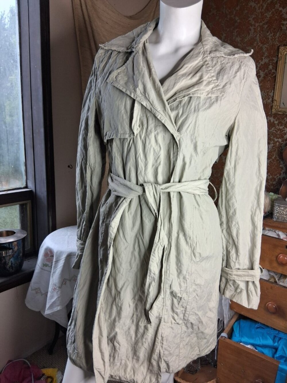 Club Monaco Khaki Trench Coat Women’s SZ M